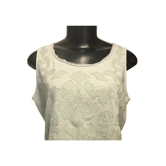 Small Chicos Womens Light Green Cotton Tank Top Pattern Raw Edge Neckline - Picture 2 of 8